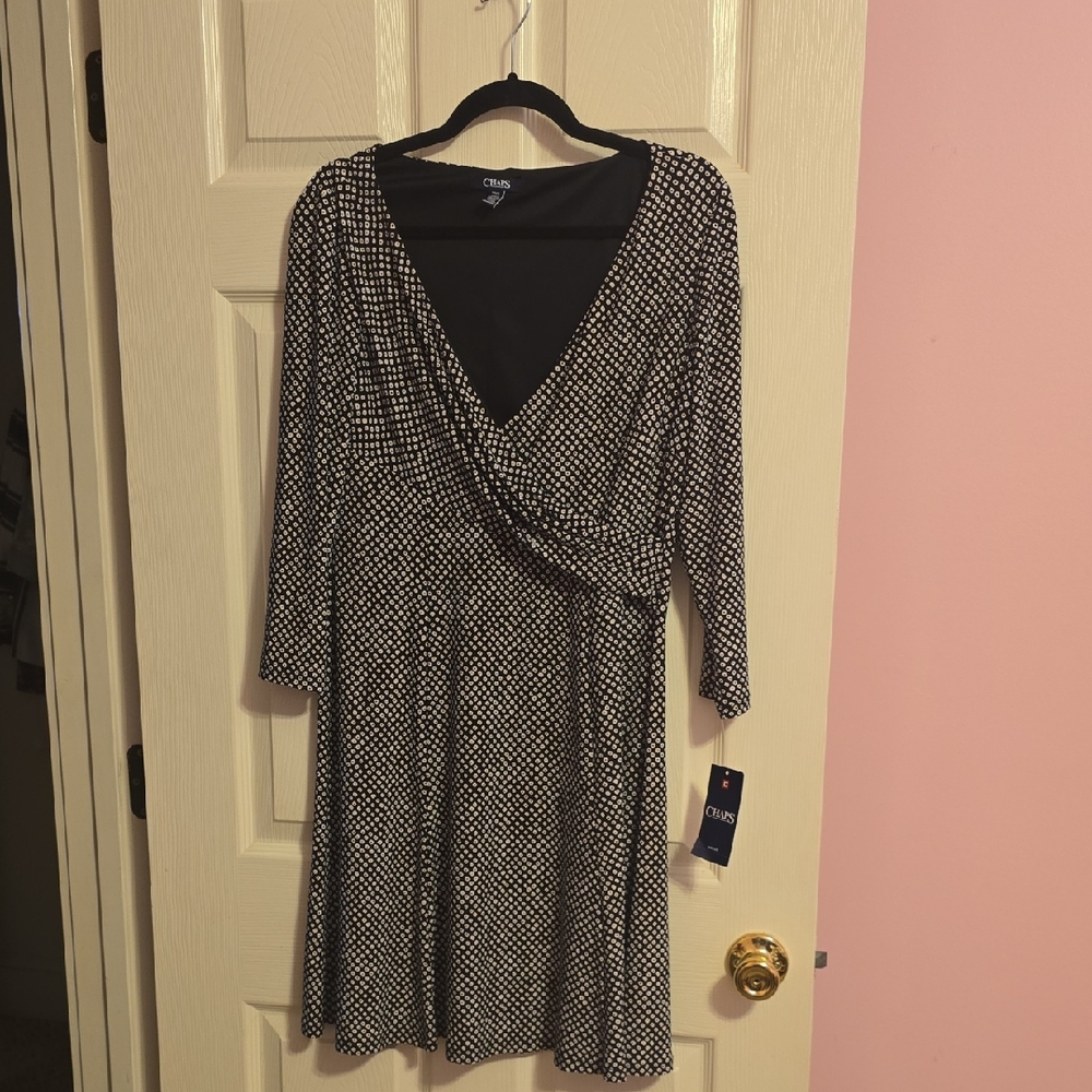 Chaps Monochrome Long Sleeve Dress